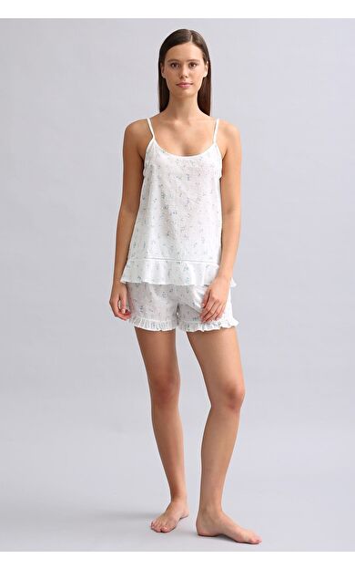 Mısırlı Kadın Vual İnce Askılı Atlet Beyaz