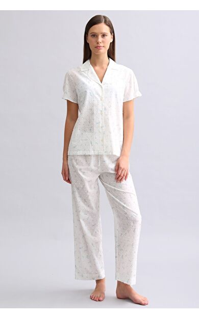 Mısırlı Kadın Vual Kısa Kol Gömek Beyaz