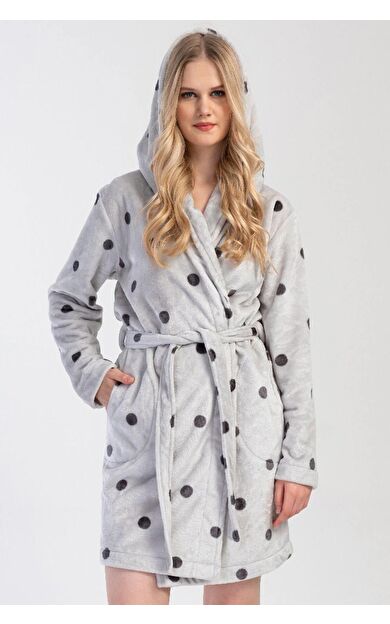 Mısırlı Kadın Welsoft Uzun Kollu Sabahlık Gri