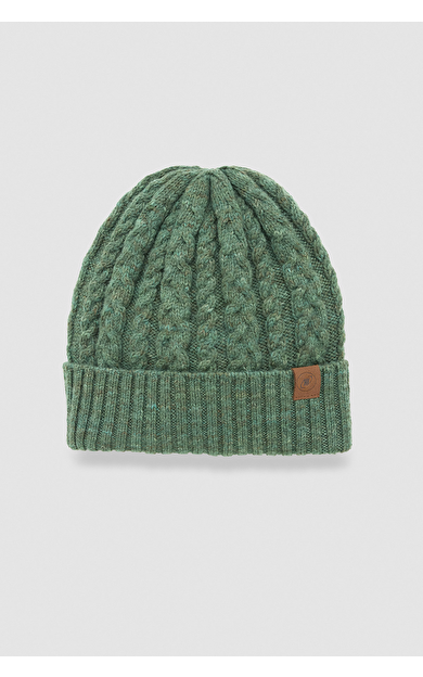 Mısırlı Kadın Yün Alacalı Saç Örgü Bere - Zeo Yeşil