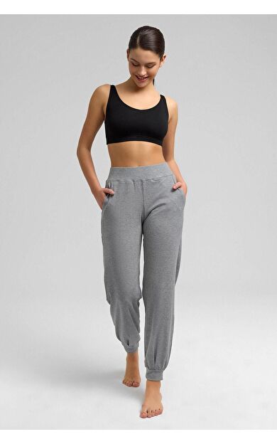 Mısırlı Kadın Kaşkorse Jogger Pantolon Gri Melanj