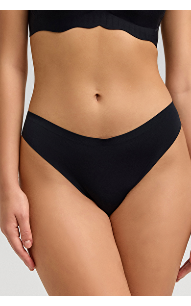 Mısırlı Lazer Kesim Görünmez Brazilian Külot Siyah