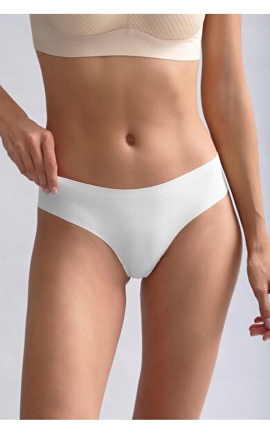 Mısırlı Lazer Kesim Görünmez Slip Külot Beyaz