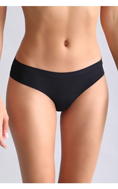 Mısırlı Lazer Kesim Görünmez Slip Külot Siyah