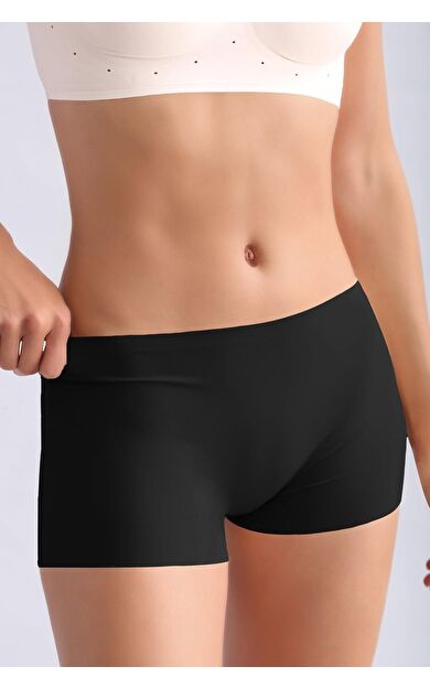 Mısırlı Lazer Kesim Yüksek Bel Görünmez Şort Külot Siyah