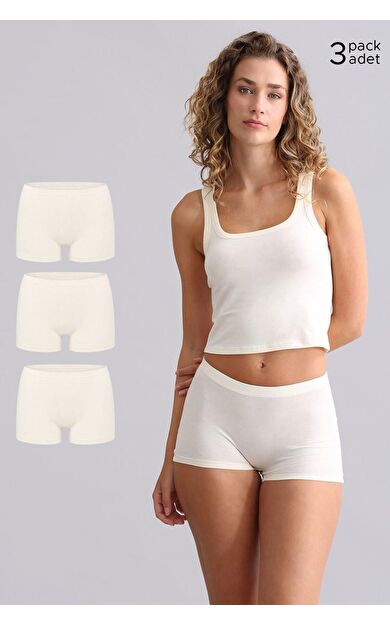 Mısırlı Modal By TENCEL ANNA Boxer Külot Ekru