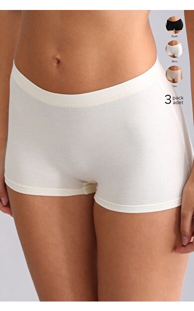 Mısırlı Modal By TENCEL ANNA Boxer Külot Siyah-Ten-Ekru