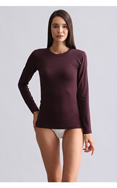 Mısırlı Modal By TENCEL BRITT Bisiklet Yaka Uzun Kollu Fanila / Sweatshirt Mor