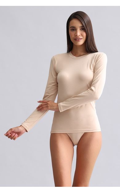 Mısırlı Modal By TENCEL BRITT Bisiklet Yaka Uzun Kollu Fanila / Sweatshirt Ten
