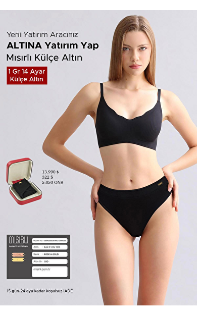 Mısırlı Modal By TENCEL Gizli Lastikli Altın Tanga SİYAH