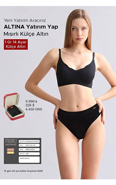 Mısırlı Modal By TENCEL Gizli Lastikli Altın Tanga SİYAH