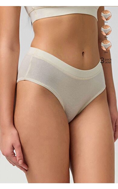 Mısırlı Modal By TENCEL HERA Brief Gizli Lastikli 3'Lü Slip Külot Ekru