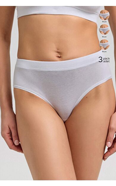 Mısırlı Modal By TENCEL HERA Brief Gizli Lastikli 3'Lü Slip Külot Beyaz