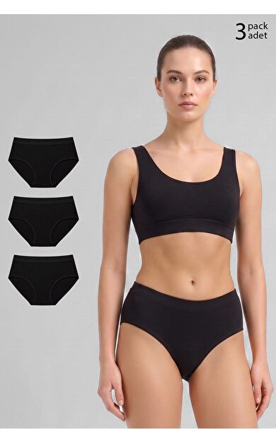 Mısırlı Modal By TENCEL HERA Brief Gizli Lastikli 3'Lü Slip Külot Siyah