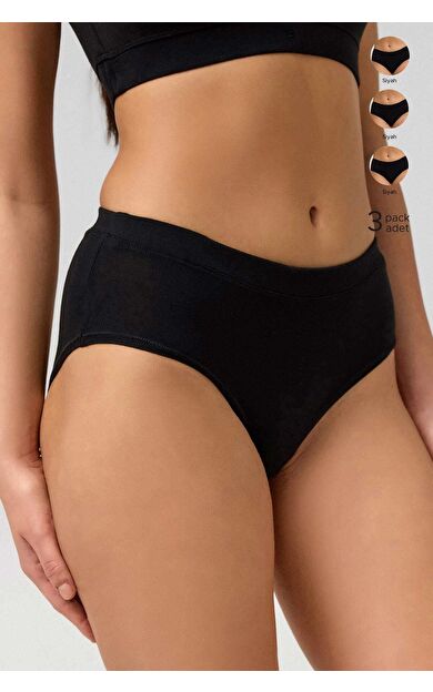 Mısırlı Modal By TENCEL HERA Brief Gizli Lastikli 3'Lü Slip Külot Siyah