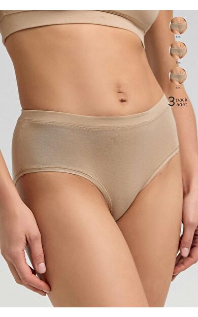 Mısırlı Modal By TENCEL HERA Brief Gizli Lastikli 3'Lü Slip Külot Ten Rengi