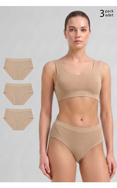 Mısırlı Modal By TENCEL HERA Brief Gizli Lastikli 3'Lü Slip Külot Ten Rengi