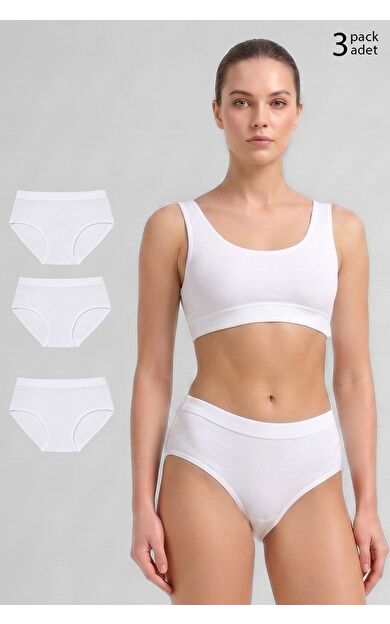 Mısırlı Modal By TENCEL HERA Brief Gizli Lastikli 3'Lü Slip Külot Beyaz