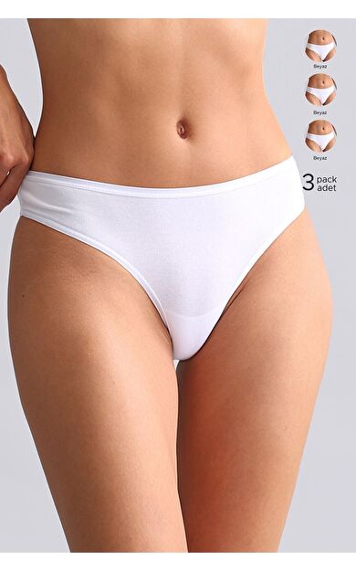 Mısırlı Modal By TENCEL HERA Brief İnce Lastikli 3'Lü Slip Külot Beyaz