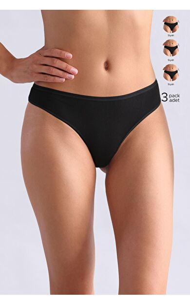 Mısırlı Modal By TENCEL HERA Brief İnce Lastikli 3'Lü Slip Külot Siyah