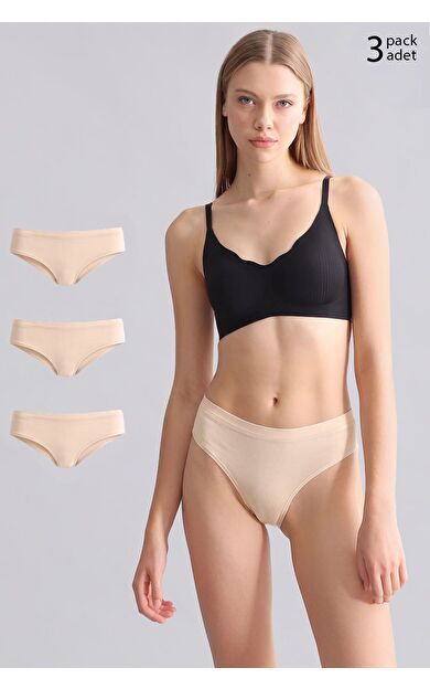 Mısırlı Modal By TENCEL HERA Gizli Lastikli Brazillian 3'Lü Külot Ten Rengi