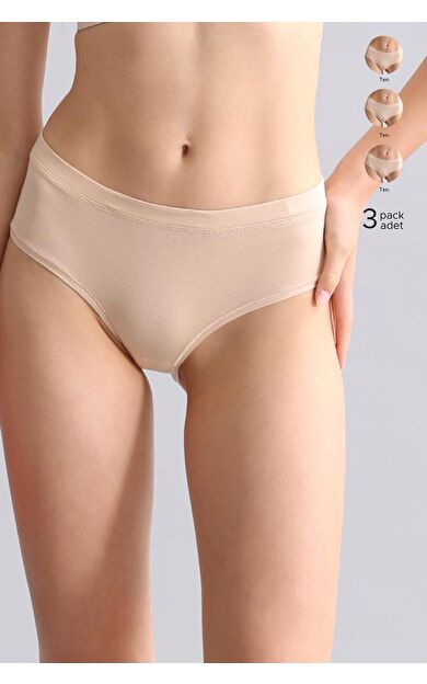 Mısırlı Modal By TENCEL HERA Gizli Lastikli Brazillian 3'Lü Külot Ten Rengi