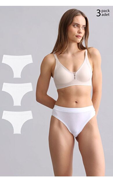 Mısırlı Modal By TENCEL HERA Gizli Lastikli 3'Lü Tanga Beyaz