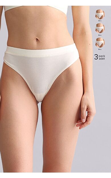 Mısırlı Modal By TENCEL HERA Gizli Lastikli 3'Lü Tanga Ekru