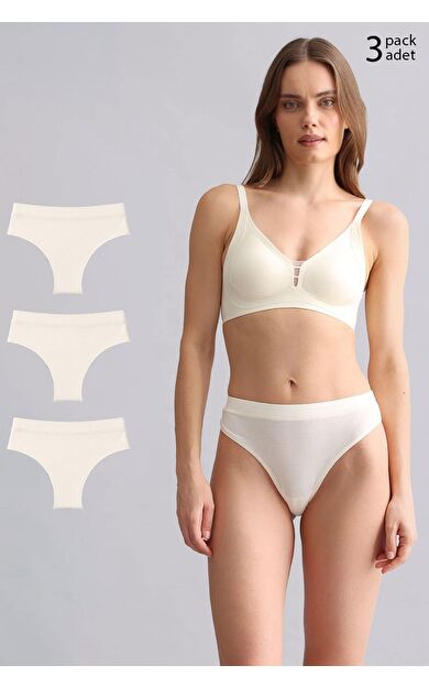 Mısırlı Modal By TENCEL HERA Gizli Lastikli 3'Lü Tanga Ekru