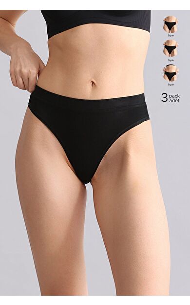 Mısırlı Modal By TENCEL HERA Gizli Lastikli 3'Lü Tanga Siyah
