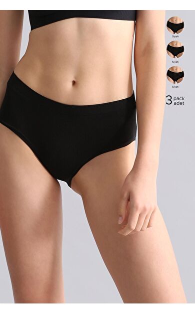 Mısırlı Modal By TENCEL HERA Gizli Lastikli Brazillian 3'Lü Külot Siyah