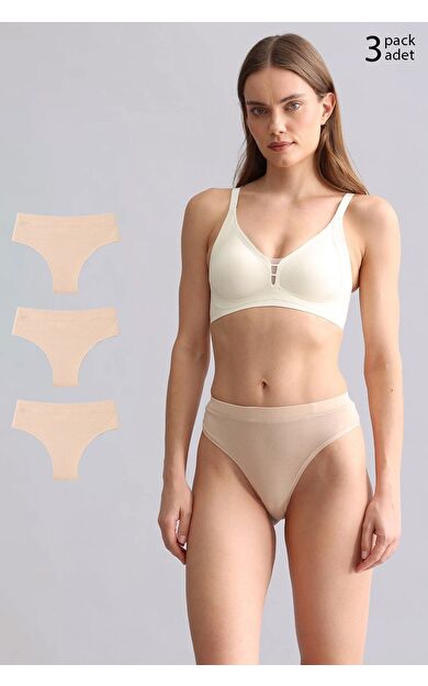 Mısırlı Modal By TENCEL HERA Gizli Lastikli 3'Lü Tanga Ten Rengi
