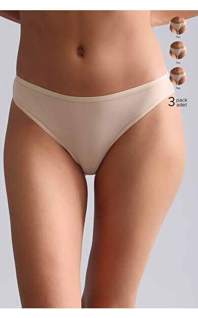 Mısırlı Modal By TENCEL HERA İnce Lastikli 3'Lü Brazillian Külot Ten