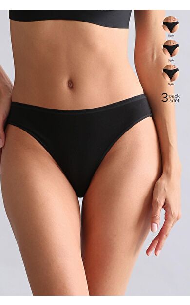 Mısırlı Modal By TENCEL HERA İnce Lastikli 3'Lü Brazillian Külot Siyah