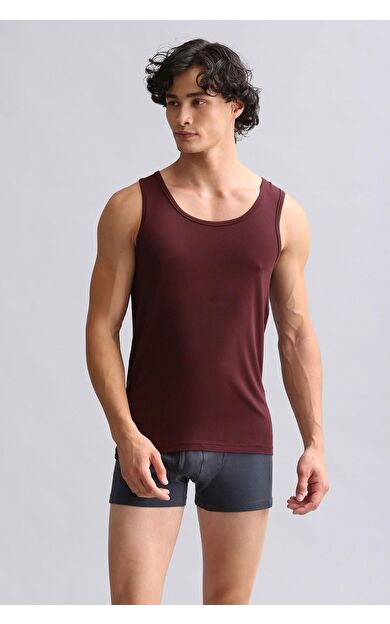 Mısırlı Modal By TENCEL HERCULES Slim Fit Basic Atlet Bordo