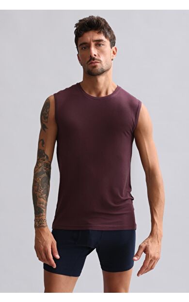 Mısırlı Modal By TENCEL HERCULES Slim Fit Bisiklet Yaka Sporcu Atlet / T-Shirt Mor