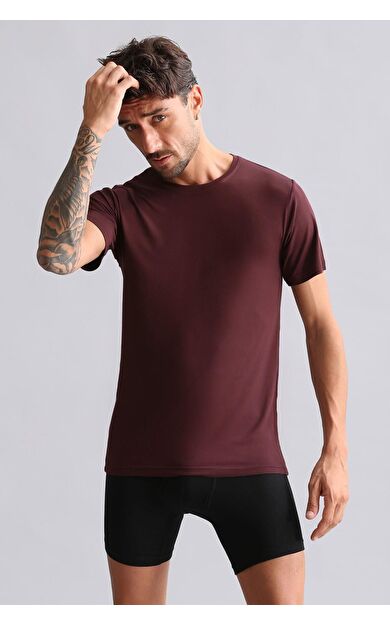 Mısırlı Modal By TENCEL HERCULES Slim Fit Bisiklet Yaka Fanila / T-Shirt Bordo