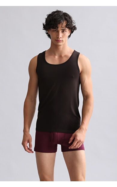 Mısırlı Modal By TENCEL HERCULES Slim Fit Basic Atlet Kahverengi