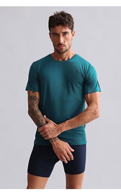 Mısırlı Modal By TENCEL HERCULES Slim Fit Bisiklet Yaka Fanila / T-Shirt Fit Green
