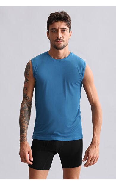 Mısırlı Modal By TENCEL HERCULES Slim Fit Bisiklet Yaka Sporcu Atlet / T-Shirt Petrol