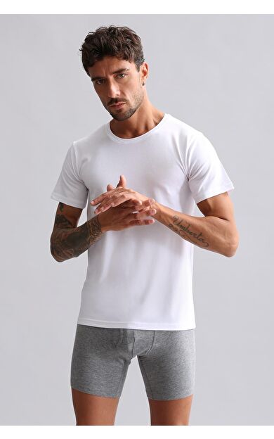 Mısırlı Modal By TENCEL HERCULES Slim Fit Bisiklet Yaka Fanila / T-Shirt Beyaz