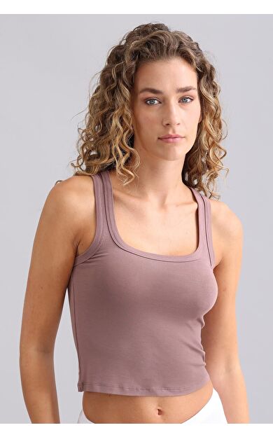 Mısırlı Modal By TENCEL U HELEN Kalın Askılı Crop / T-Shirt Lavender