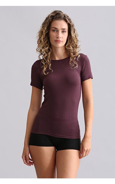 Mısırlı Modal By TENCEL VICTORIA Bisiklet Yaka Fanila / T-Shirt Mor