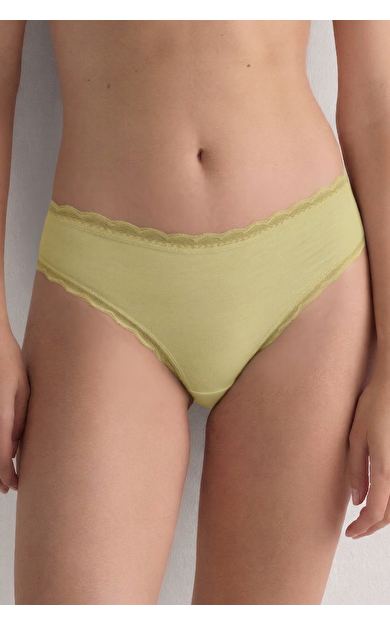 Mısırlı Modal Dantelli Cheeky Külot AÇIK SARI