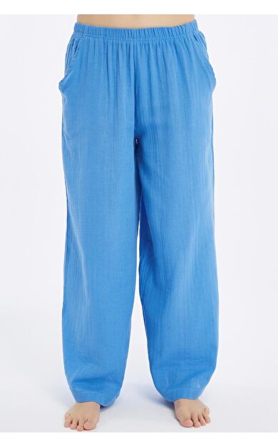 Mısırlı MÜSLİN Pamuklu Pantolon Mavi
