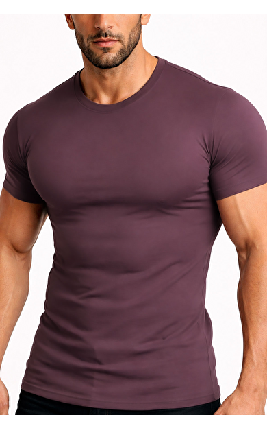 Mısırlı ORGANIC Pamuklu HERCULES Slim Fit Bisiklet Yaka Fanila / T-Shirt Mor