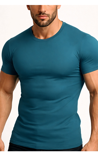 Mısırlı ORGANIC Pamuklu HERCULES Slim Fit Bisiklet Yaka Fanila / T-Shirt Fit Green