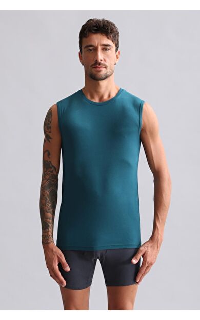 Mısırlı ORGANIC Pamuklu HERCULES Slim Fit Bisiklet Yaka Sporcu Atlet / T-Shirt Fit Green