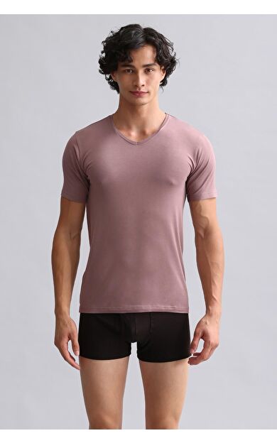Mısırlı ORGANIC Pamuklu HERCULES Slim Fit V Yaka Fanila / T-Shirt Lavender