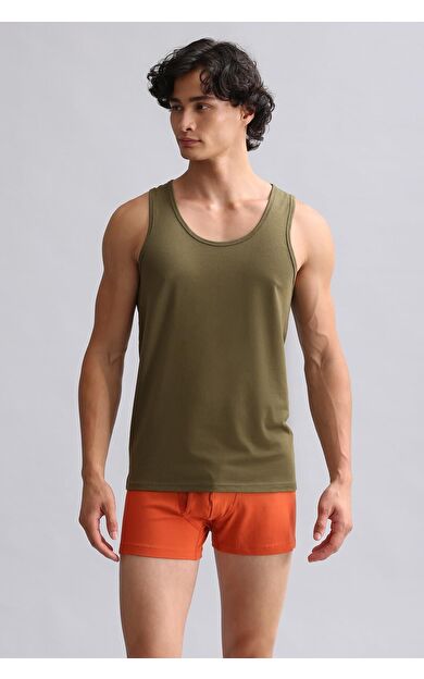 Mısırlı ORGANIC Pamuklu HERCULES Slim Fit Basic Atlet Koyu Haki